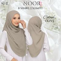 BShawl Slimfit NOOR | Shawl Curve |Bidang 45-48 | Material Heavy Chiffon Flowy | Opacity 7/10 Wanita Scarves