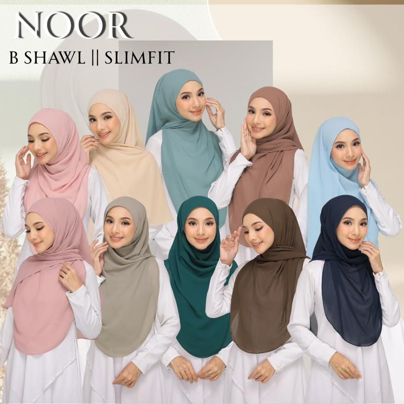 BShawl Slimfit NOOR | Shawl Curve |Bidang 45-48 | Material Heavy Chiffon Flowy | Opacity 7/10 Wanita Scarves