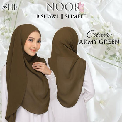 BShawl Slimfit NOOR | Shawl Curve |Bidang 45-48 | Material Heavy Chiffon Flowy | Opacity 7/10 Wanita Scarves