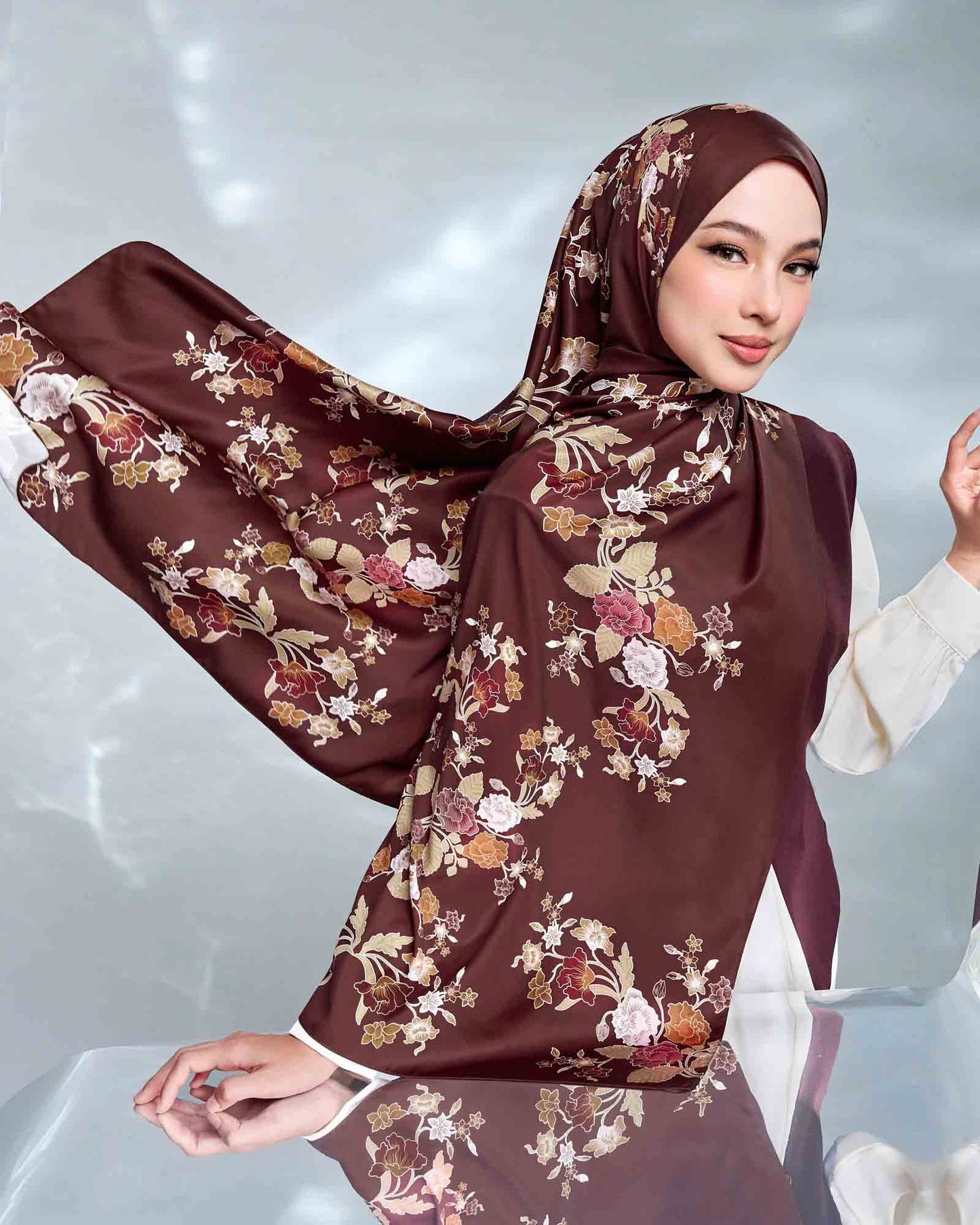 Gemala in Delima Satin Shawl