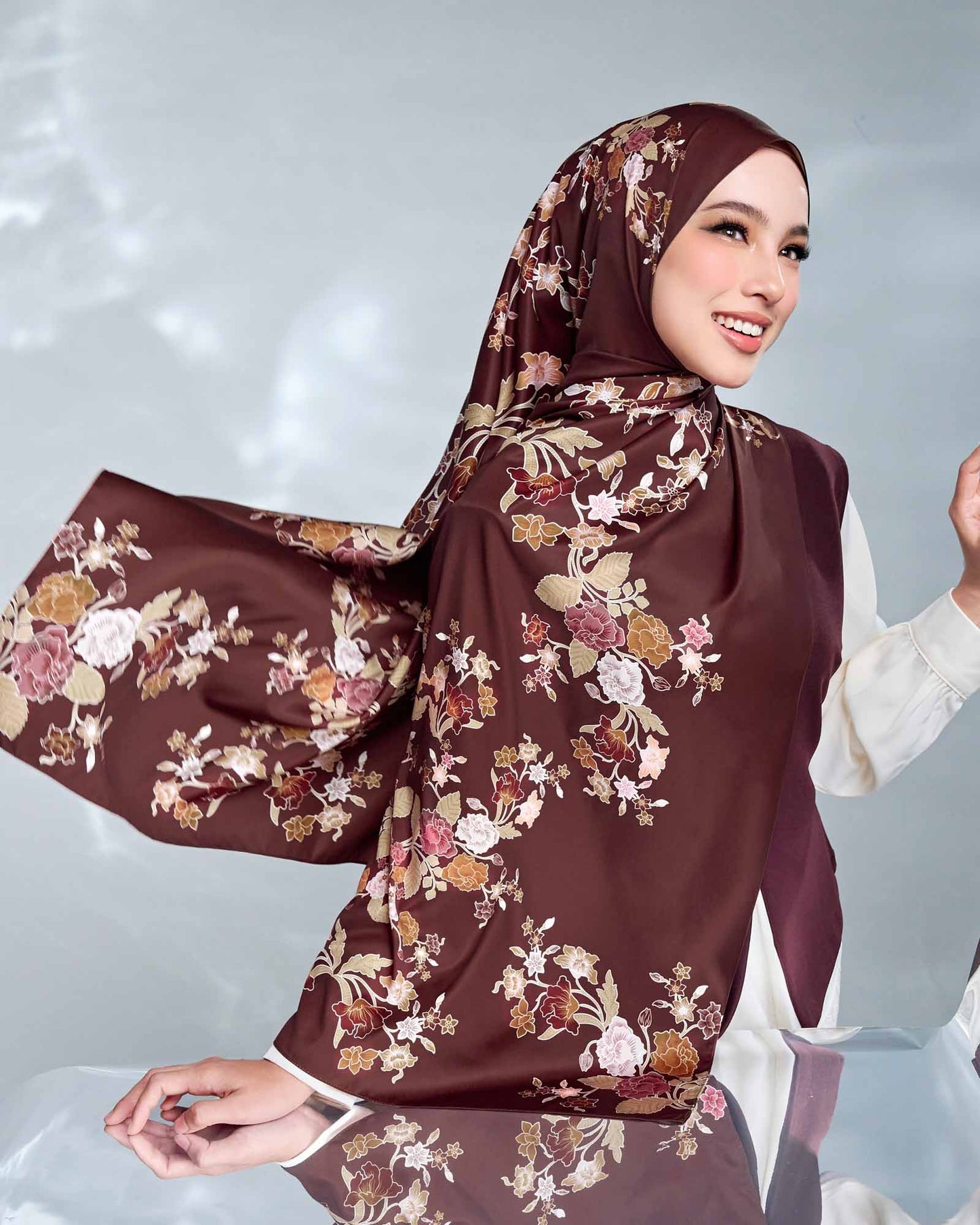 Gemala in Delima Satin Shawl