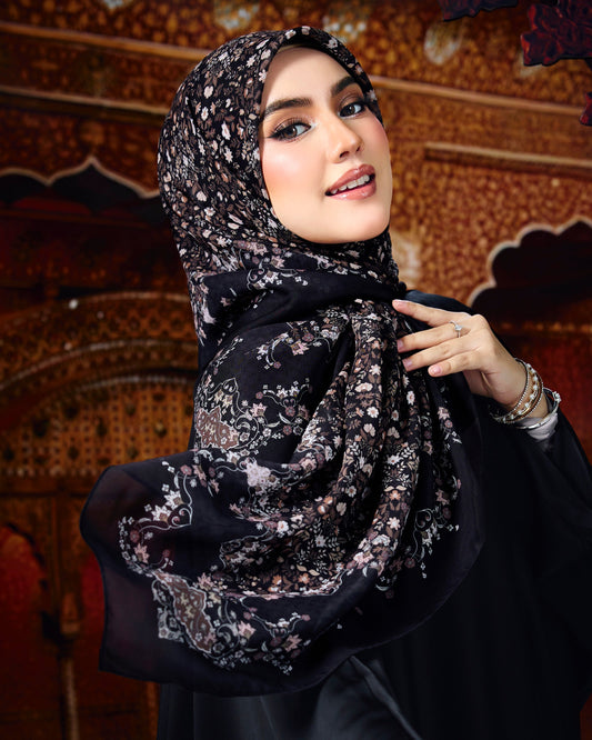 Henna in Noir Cotton Shawl