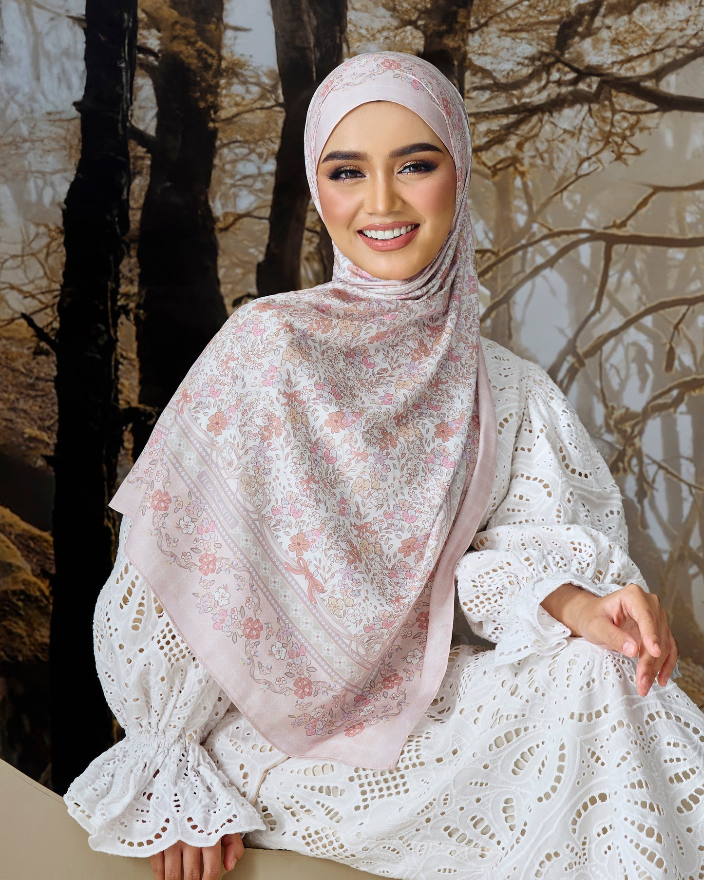 Kesuma in Apricot Satin Shawl