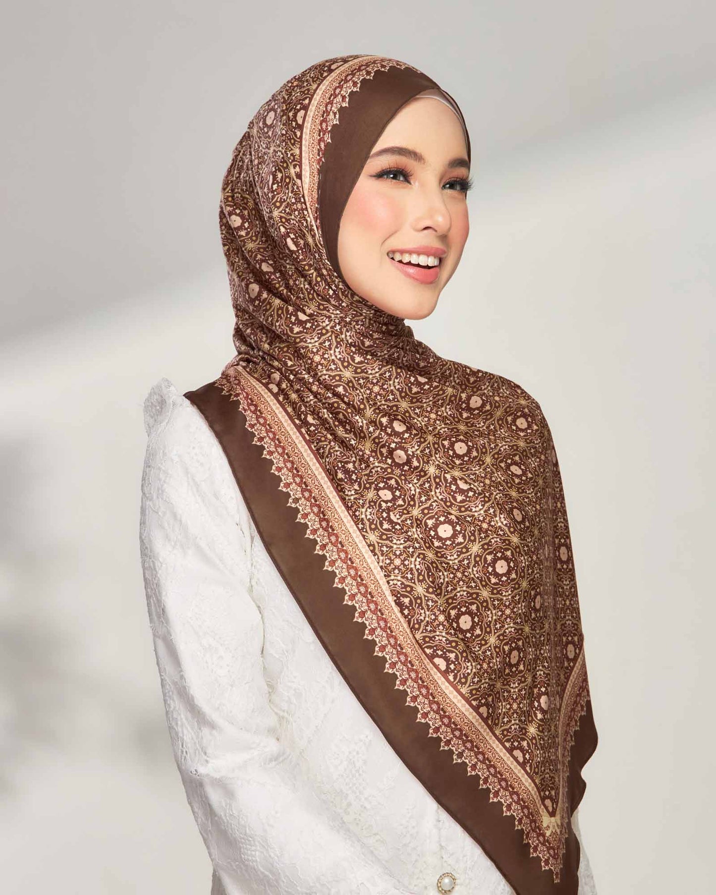 Maryam in Devote Satin Shawl