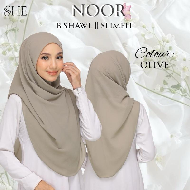 BShawl Slimfit NOOR | Shawl Curve |Bidang 45-48 | Material Heavy Chiffon Flowy | Opacity 7/10 Wanita Scarves