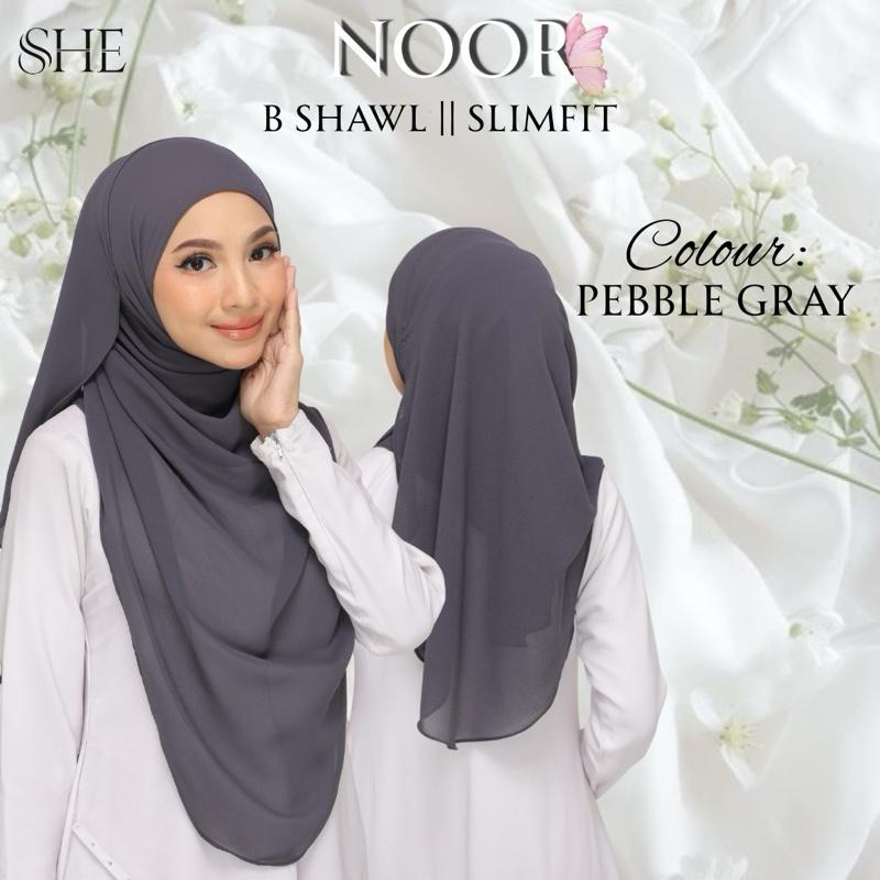 BShawl Slimfit NOOR | Shawl Curve |Bidang 45-48 | Material Heavy Chiffon Flowy | Opacity 7/10 Wanita Scarves