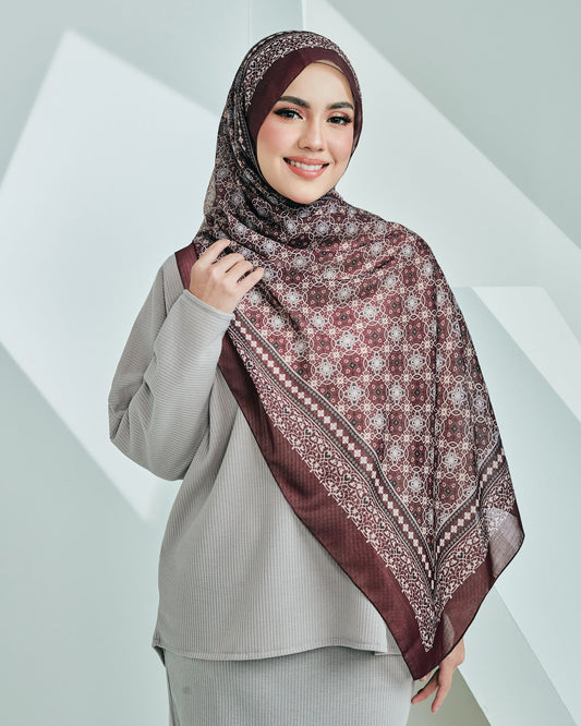 Marrakech in Sahara Burgundy Satin Shawl